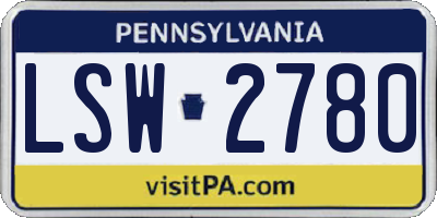 PA license plate LSW2780