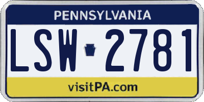 PA license plate LSW2781