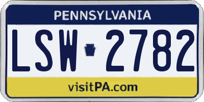 PA license plate LSW2782