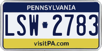 PA license plate LSW2783