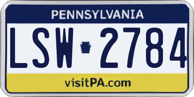 PA license plate LSW2784