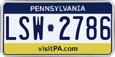 PA license plate LSW2786