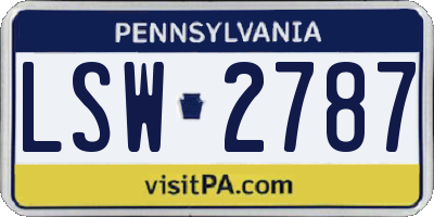 PA license plate LSW2787