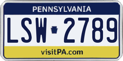 PA license plate LSW2789