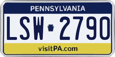 PA license plate LSW2790
