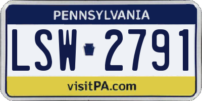 PA license plate LSW2791