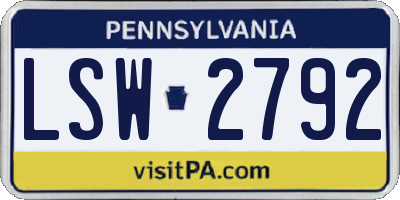PA license plate LSW2792