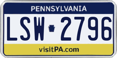 PA license plate LSW2796