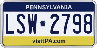 PA license plate LSW2798