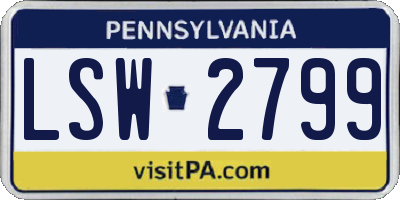 PA license plate LSW2799