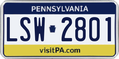 PA license plate LSW2801