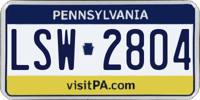 PA license plate LSW2804
