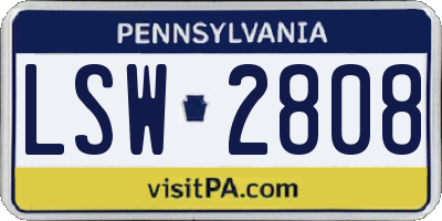 PA license plate LSW2808
