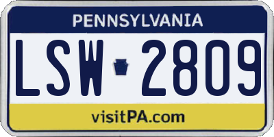 PA license plate LSW2809