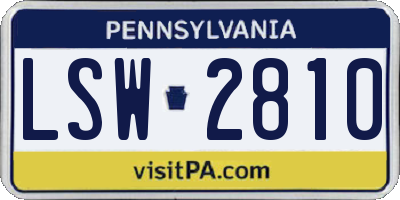 PA license plate LSW2810