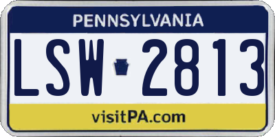 PA license plate LSW2813