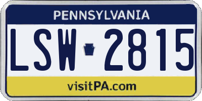 PA license plate LSW2815