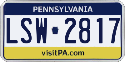 PA license plate LSW2817