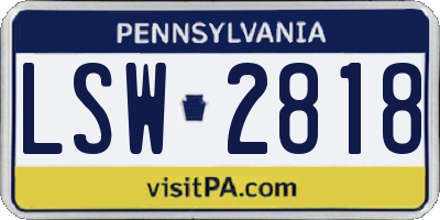 PA license plate LSW2818