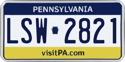 PA license plate LSW2821