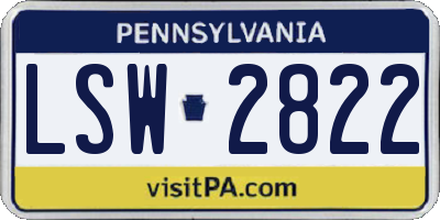 PA license plate LSW2822