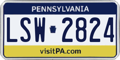 PA license plate LSW2824