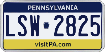 PA license plate LSW2825