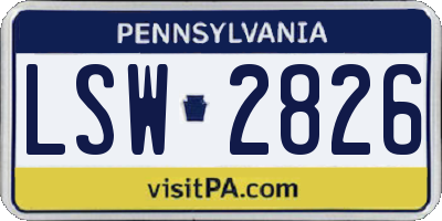 PA license plate LSW2826