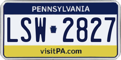 PA license plate LSW2827