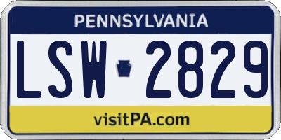 PA license plate LSW2829