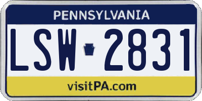 PA license plate LSW2831
