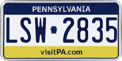 PA license plate LSW2835