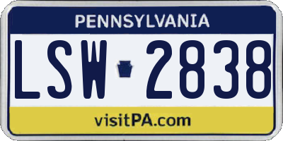PA license plate LSW2838