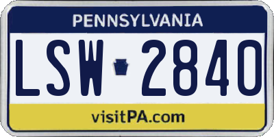 PA license plate LSW2840