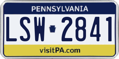 PA license plate LSW2841
