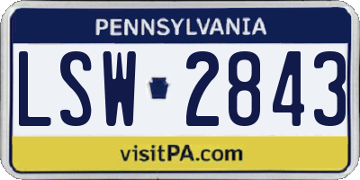 PA license plate LSW2843