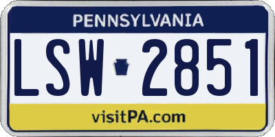 PA license plate LSW2851