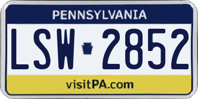 PA license plate LSW2852