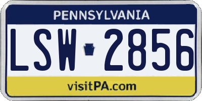 PA license plate LSW2856