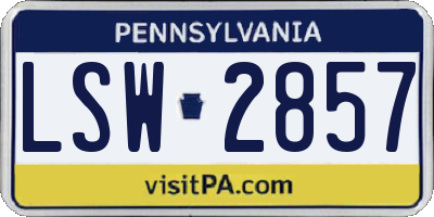 PA license plate LSW2857