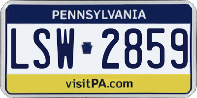 PA license plate LSW2859