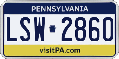 PA license plate LSW2860