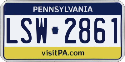 PA license plate LSW2861