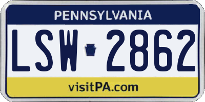 PA license plate LSW2862