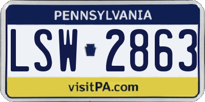 PA license plate LSW2863
