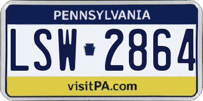 PA license plate LSW2864
