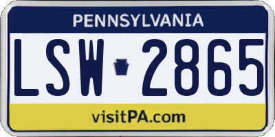 PA license plate LSW2865