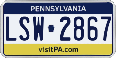 PA license plate LSW2867