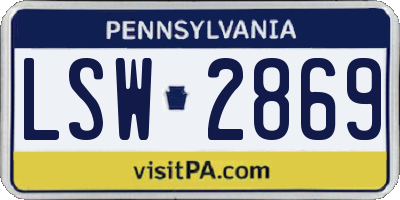 PA license plate LSW2869