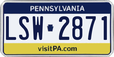 PA license plate LSW2871